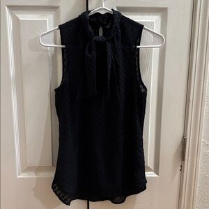 H&M Navy Sleeveless Blouse with Bow Detail